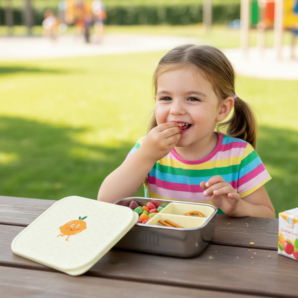 oîte à goûter enfant personnalisée Les Petits Citrons lunch box enfant pour école et sorties