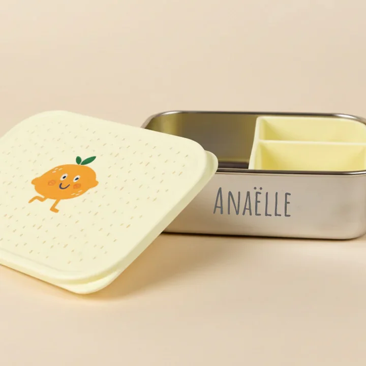 boîte à goûter personnalisable Les Petits Citrons lunch box enfant compacte et pratique