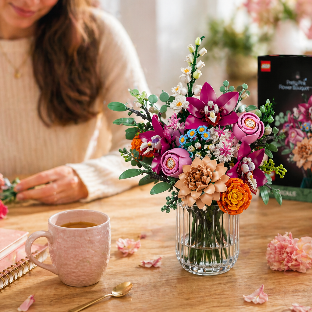 Bouquet de fleurs en LEGO adulte, idée cadeau créative et originale fête des mères