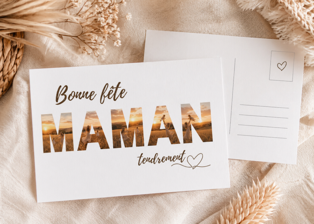Carte fête des mères à imprimer gratuite PDF, style bohème, idée cadeau facile et rapide